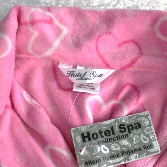 Hotel Spa Collection Pink Heart Microfleece Pajama Set Women’s Size Large - Picture 5 of 6